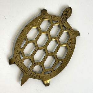 Vintage Etched Brass Turtle Trivet Made in Korea